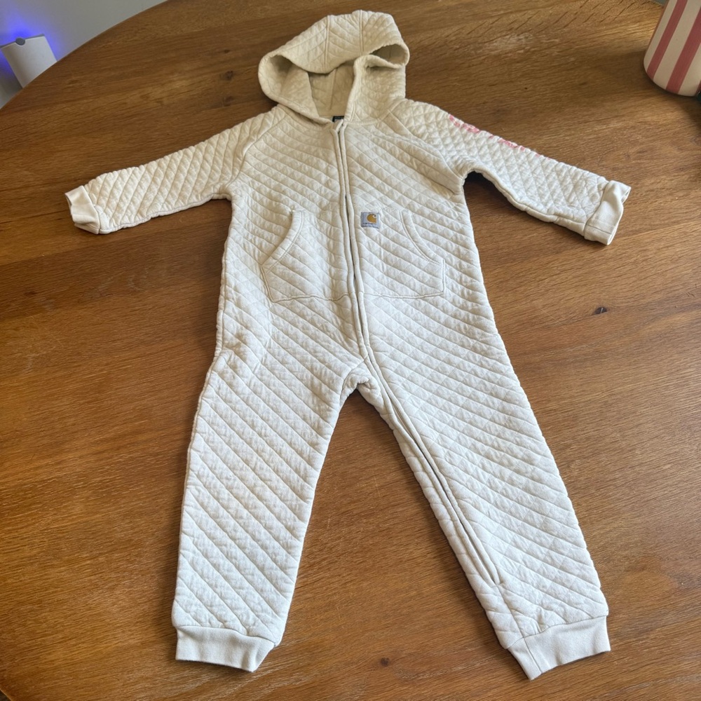 Carhartt Cream Quilted Hooded One-Piece 24 Months